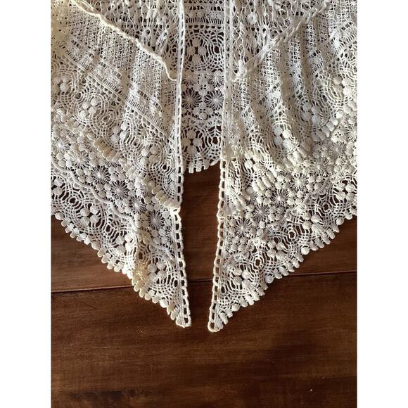 MOSSIMO Bohemian Lace Open Front Vest BOHO CHIC 100% Cotton Ivory Medium - Large - Picture 2 of 14